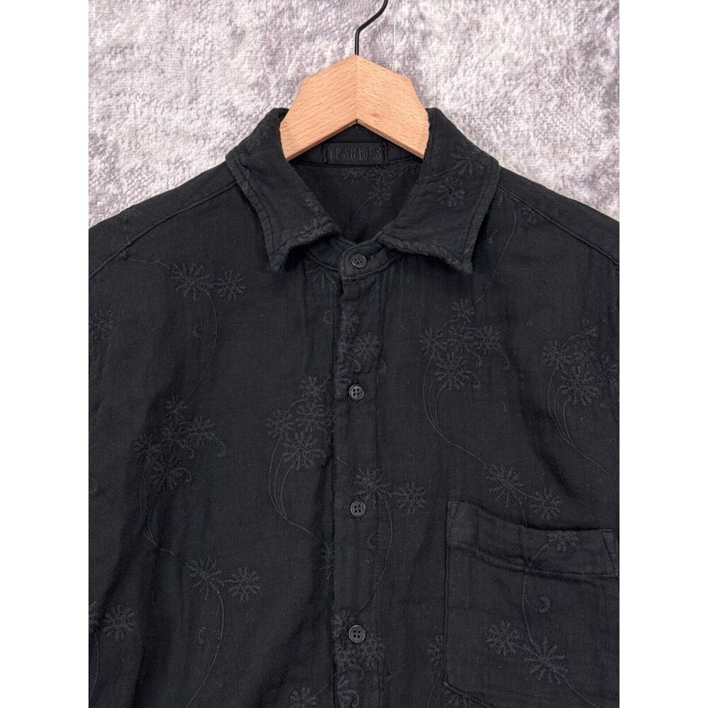 CP Shades Tunic Shirt Small Womens Black Button Up Long Sleeve Embroidered - Picture 2 of 8